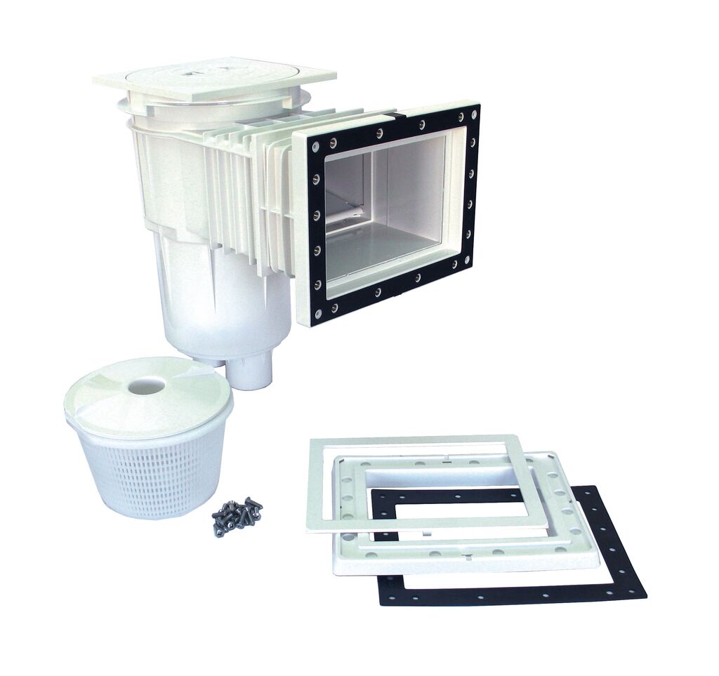 20000048 | Skimmer com boca standard e extensão 10 cm - tampa quadrada - Branco
