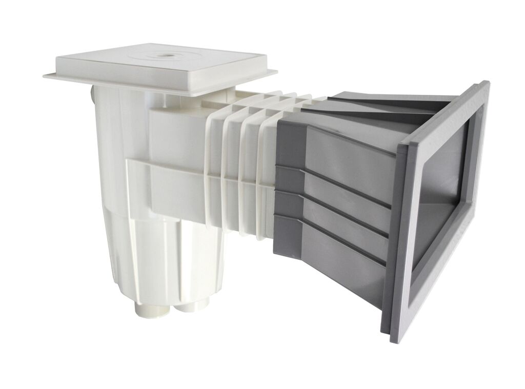 34413CL129 | Skimmer com tampa quadrada (sem inserções) - para piscinas de liner - cinzento claro